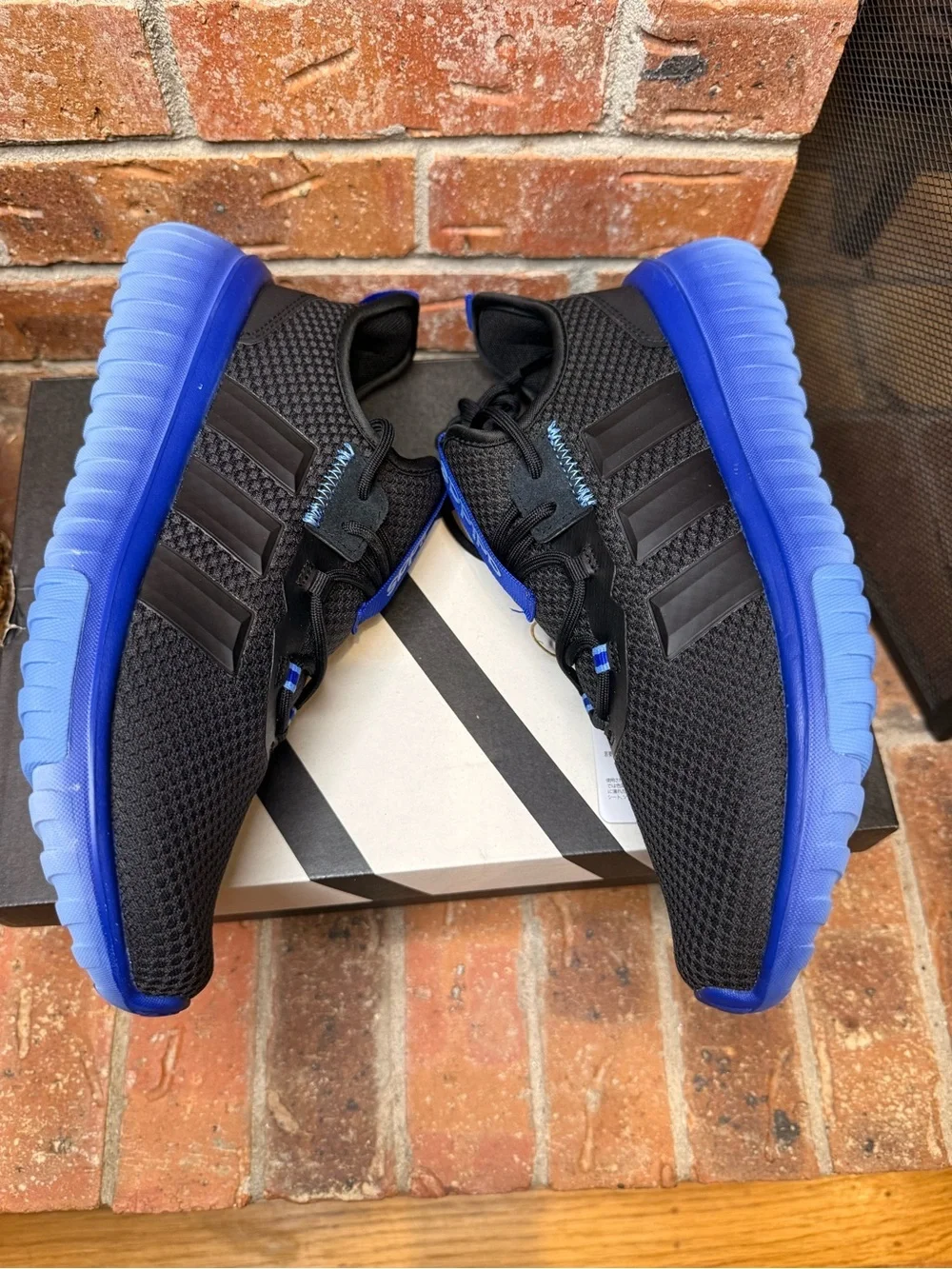 Adidas Kaptir 4.0 Youth Size 6 Black Blue Cloudfoam Running Shoes Sneakers NWT
